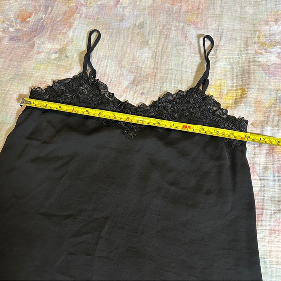 SOLD F21 black lace trim romantic satin slip dress S - Picture 6 of 8